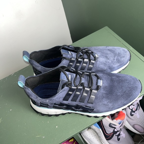 Cole Haan Grand Explore Adventure Shoes Mens US 9.5 M C27622 Blue Suede Hiking - Picture 1 of 10
